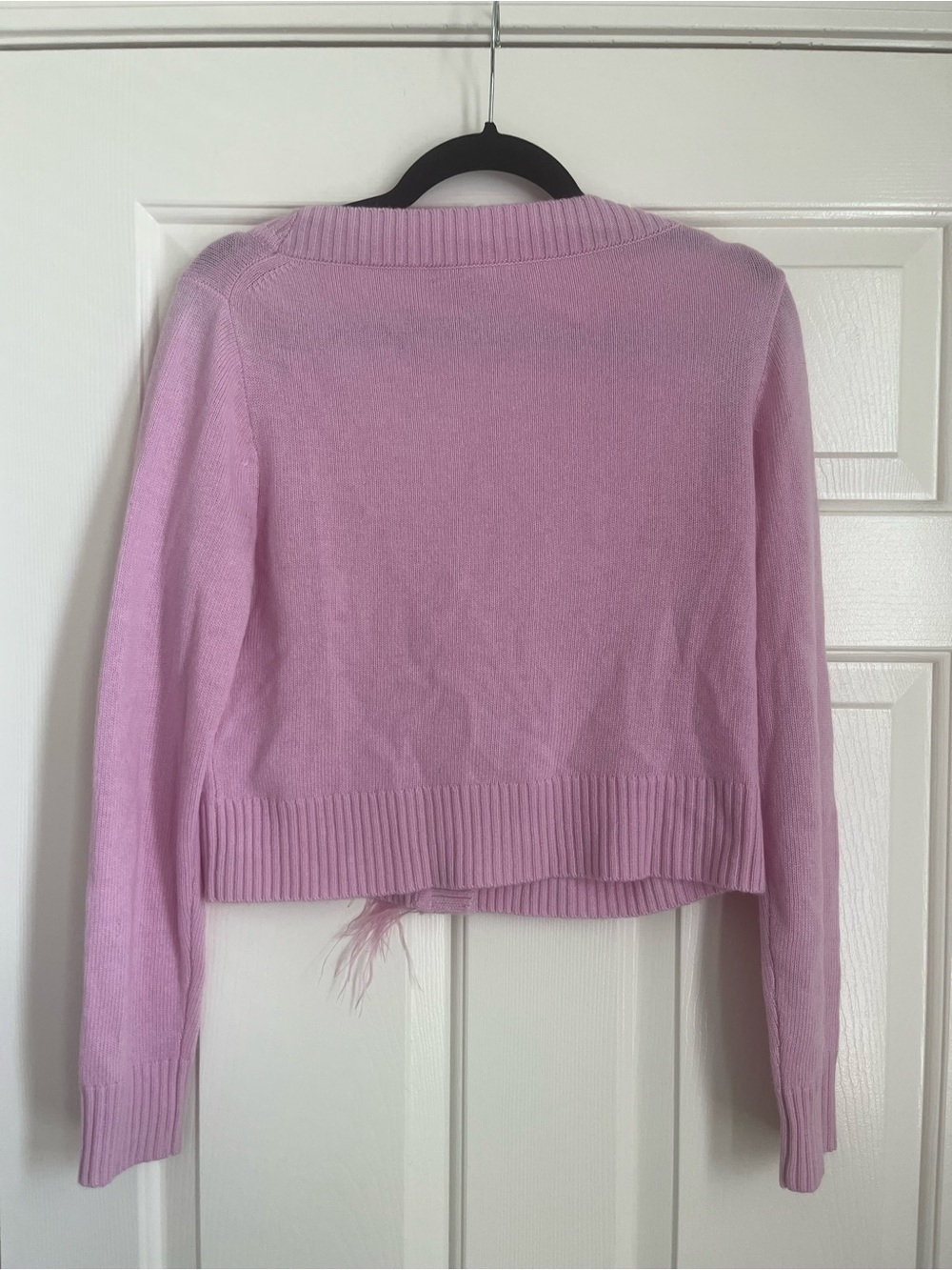 J. Crew Light Pink Feather-Trim V-Neck Cardigan - Picture 3 of 4